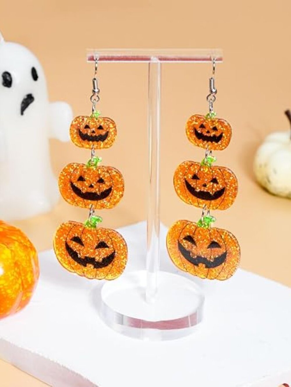 Halloween Earrings Black Skull Bat Drop Dangle Earrings